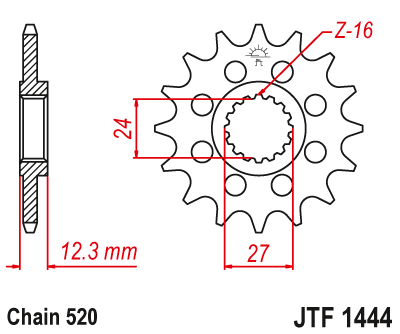 JT Front Steel Sprocket JTF1444.16