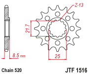 JT Front Steel Sprocket JTF1516.16 - 520 Conversion - 0