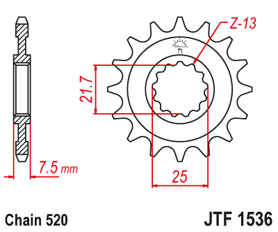 JT Front Steel Sprocket JTF1536.16 Rubber Bushed