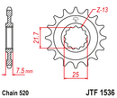 JT Front Steel Sprocket JTF1536.16 Rubber Bushed-2