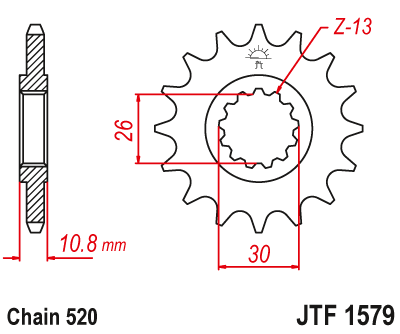 JT Front Steel Sprocket JTF1579.17 - 520 Conversion