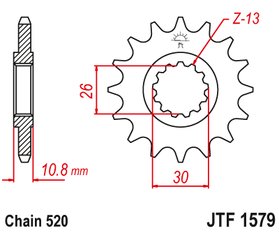 JT Front Steel Sprocket JTF1579.16 - 520 Conversion