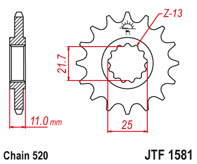 JT Front Steel Sprocket JTF1581.16 - 520 Conversion - 0