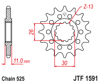 JT Counter Shaft Sprocket - Rubber Bushed - JTF1591.16RB - 0