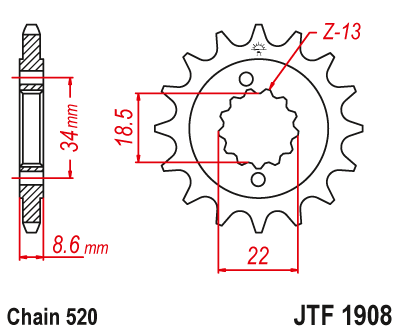 JT Counter Shaft Sprocket - JTF1908.15