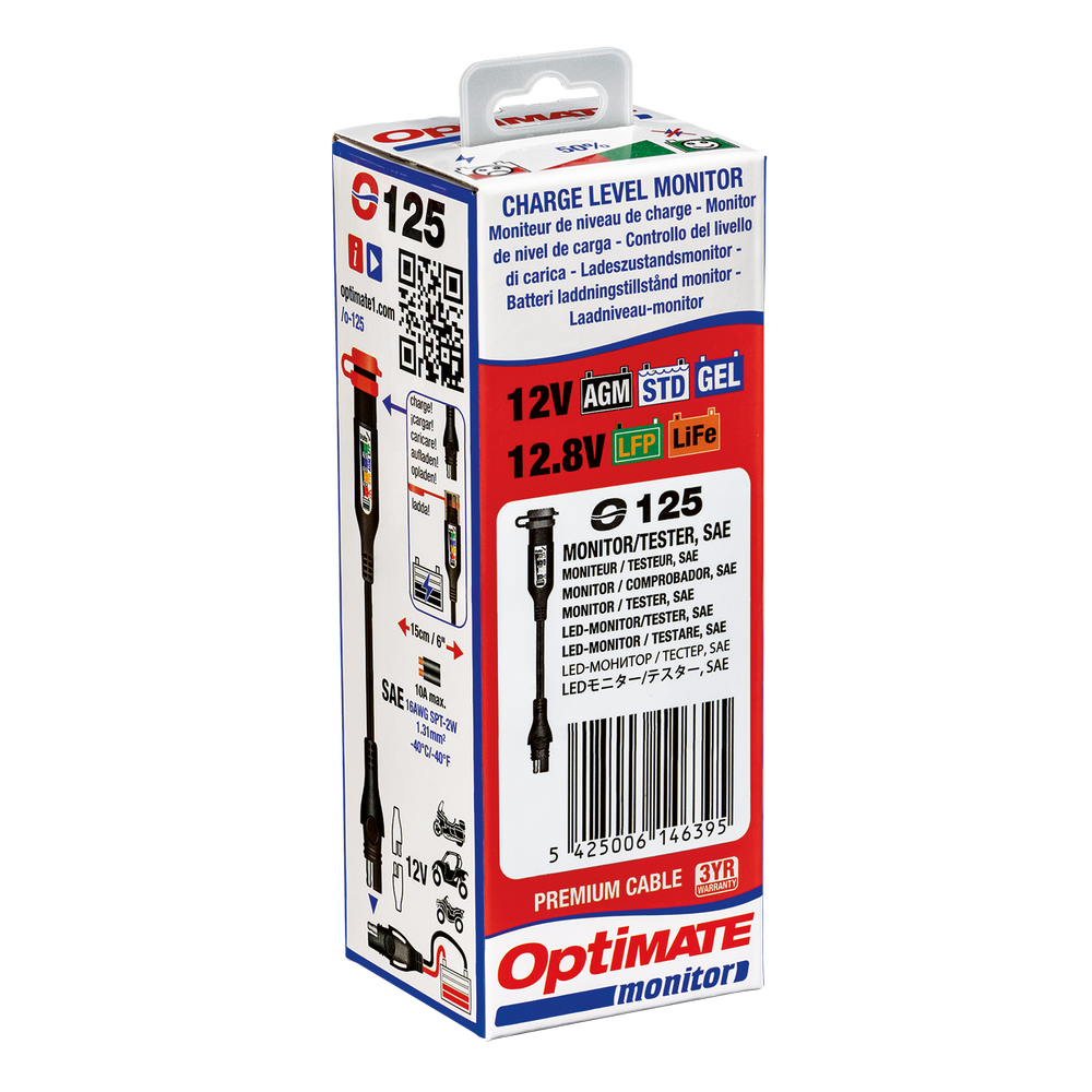 Optimate Charge Level Monitor - Suitable for Standard and Lithium Batteries O125