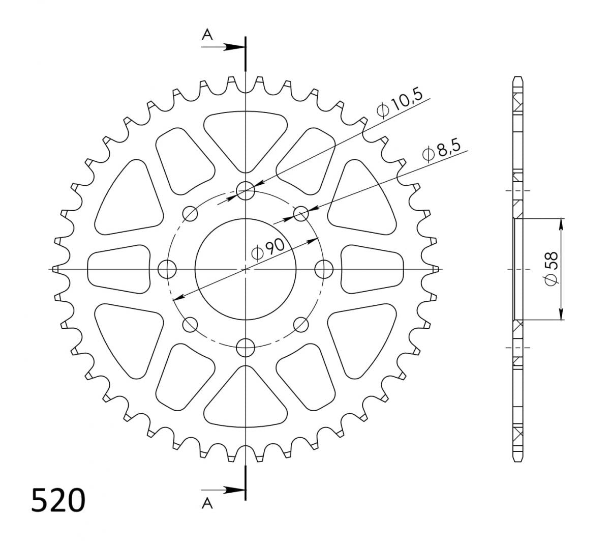 Supersprox Aluminium Rear Sprocket RAL-273:45-ORG - 0