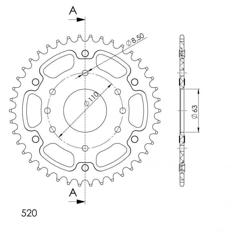 Supersprox Aluminium Rear Sprocket RAL-905:42-ORG - 0