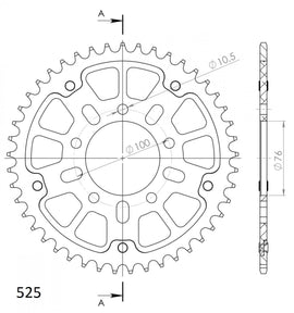 Buy black Supersprox Stealth 525 Pitch Rear Sprocket RST7092 - (525, 76mm Centre, 100mm PCD)