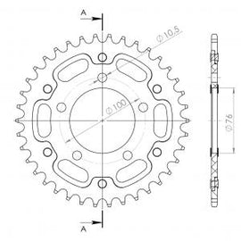 Buy black Supersprox Stealth 525 Pitch Rear Sprocket RST-7092:39 - (525, 76mm Centre, 100mm PCD)