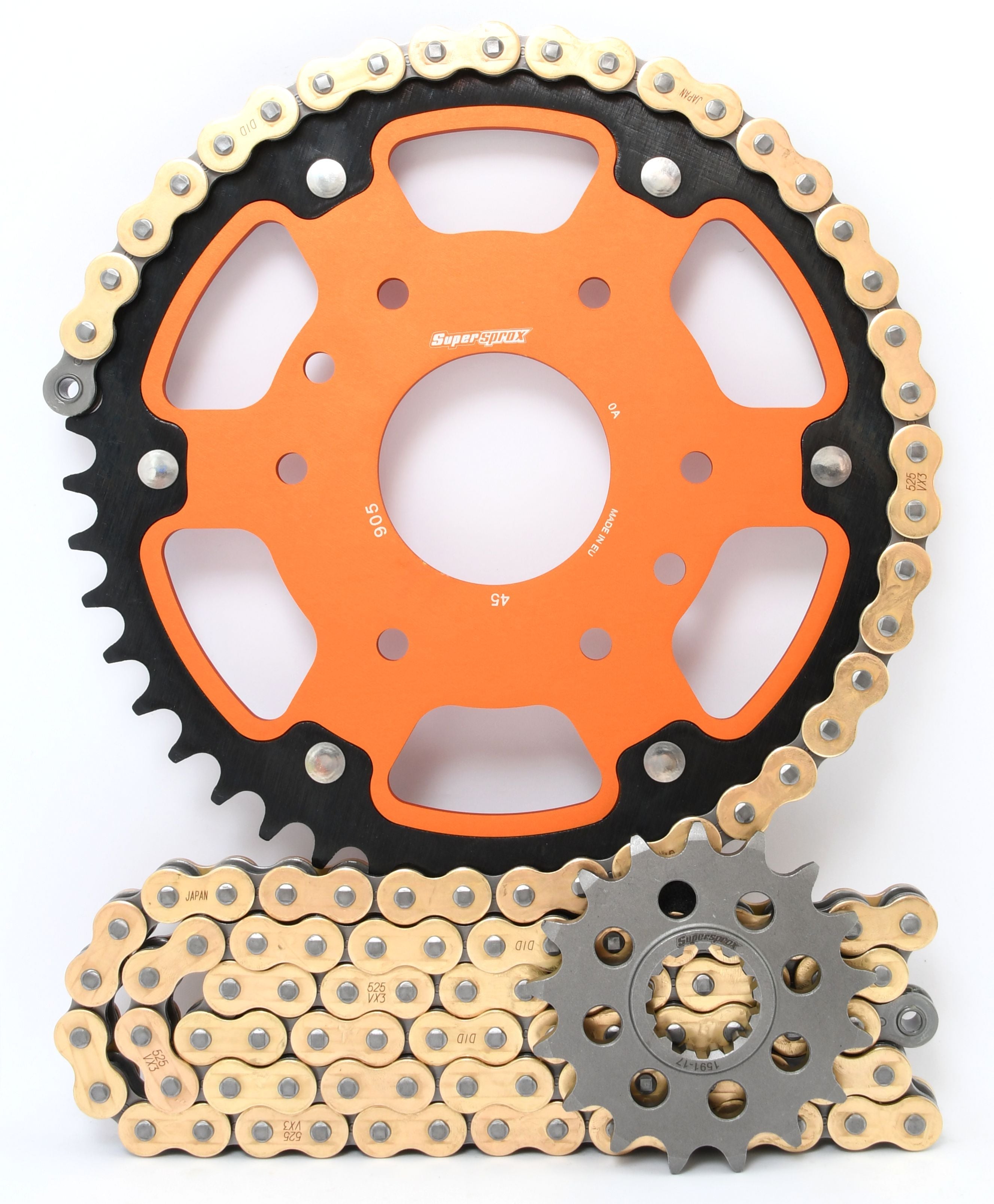 Supersprox Chain & Stealth Sprocket Kit for KTM 200 RC and Duke - Standard Gearing